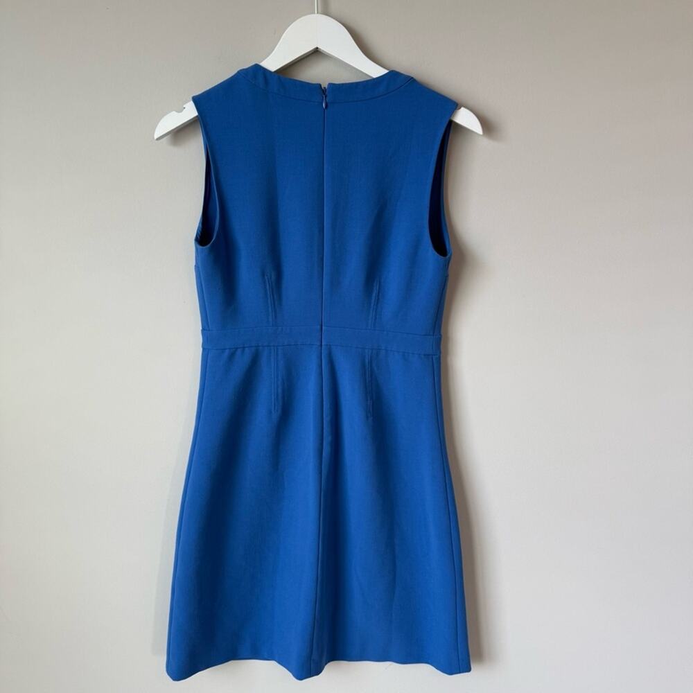 Diane von Furstenberg | Blue Fleur Split Neck Dress Size 2 - Picture 3 of 8
